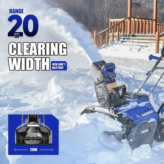 Wild Badger 40V 20 in Cordless Electric Snow Blower With 1 pcs 4.0Ah Battery & Brushless Motor - WILD BADGER POWER