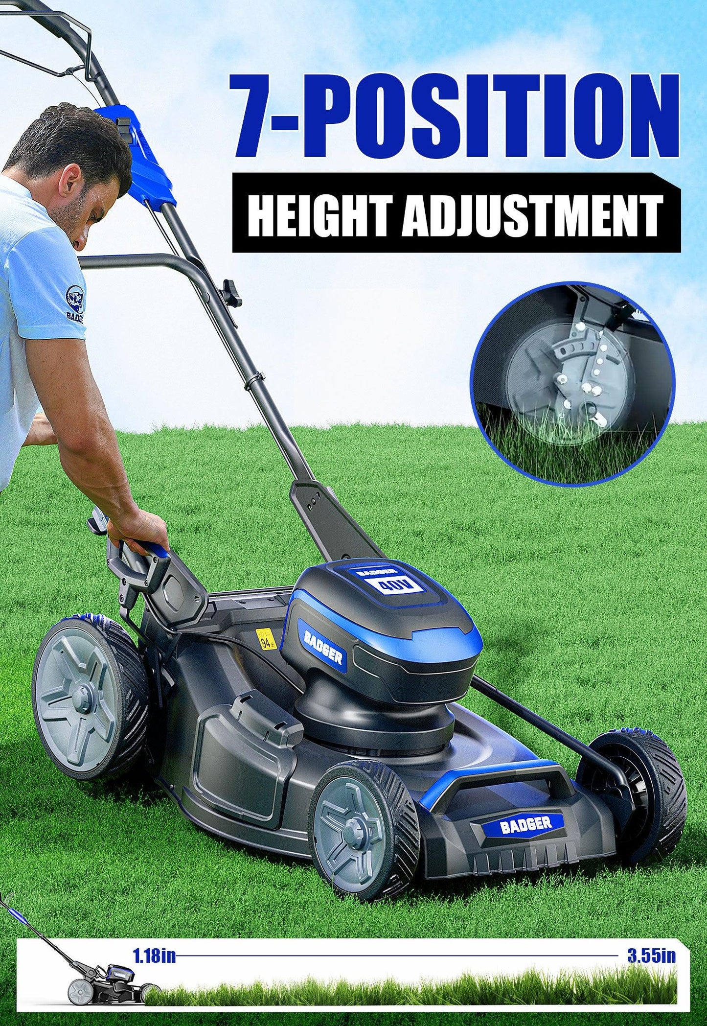 40V Electric Weed Eater & Leaf Blower & 40V 21 In Cordless Self Propelled Electric Lawn Mower Combo Kit - WILD BADGER POWER