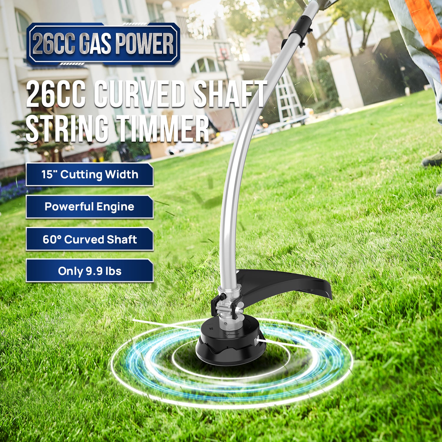リール windaprihandaDigitanaSLS 2Speed 4000 WILD BADGER POWER Curved 26cc Weed Wacker Gas Powered, 2 in 1