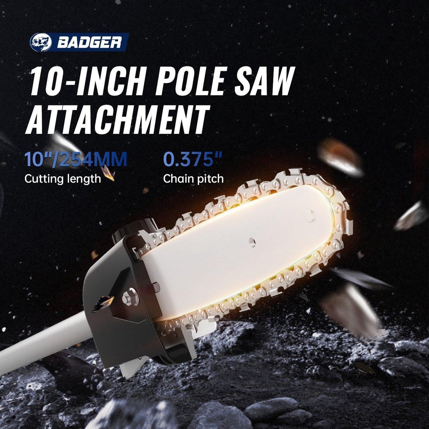 WILD BADGER POWER 10” Pole Saw with 30-Inch Shaft Universal Attachment Fixed Pole - WILD BADGER POWER