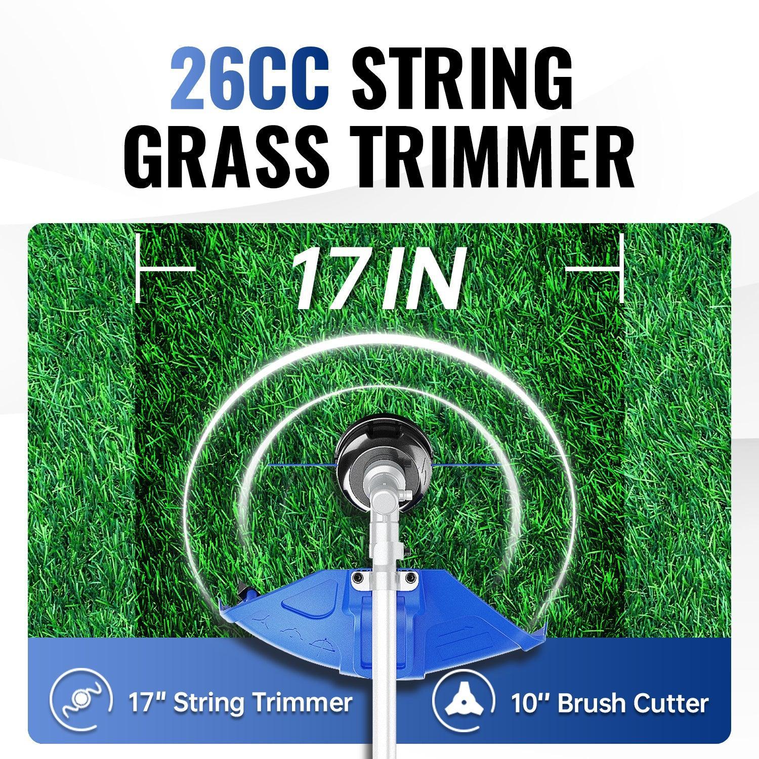 26cc 17 in Weed Wacker l String Trimmer 3-in-1 Multi Lawn Care Tools & 26cc Leaf Blower l Strong Air Flow for Leaf Sand Gravel Snow Leaf Blower Combo Kit - WILD BADGER POWER