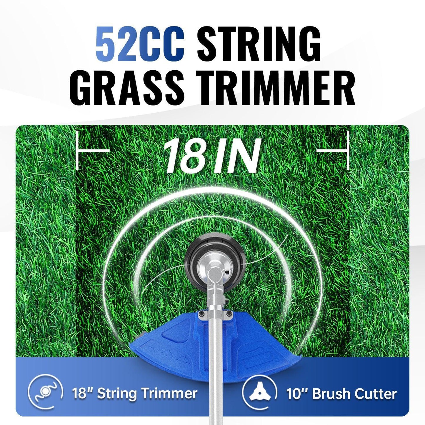 52cc Higher Fuel Efficiency Weed Wacker Gas Powered 3-in-1 String Trimmer & 43cc Lightable Gas Powered Air Flow Leaf Blower Combo Kit - WILD BADGER POWER