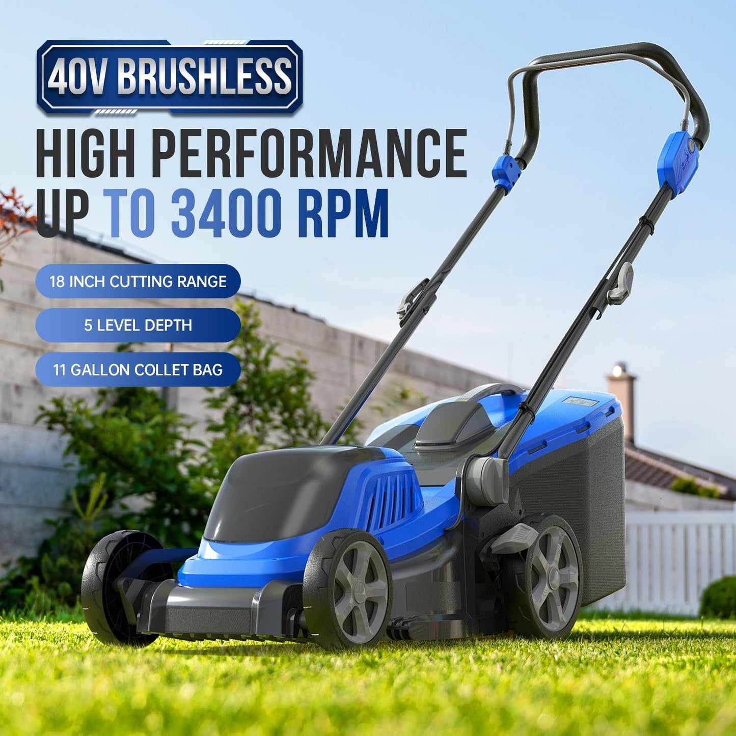 
                  
                    WILD BADGER POWER 40V Brushless Lawn Mower 18" Cordless l 5 Height Adjustment Electric
                  
                