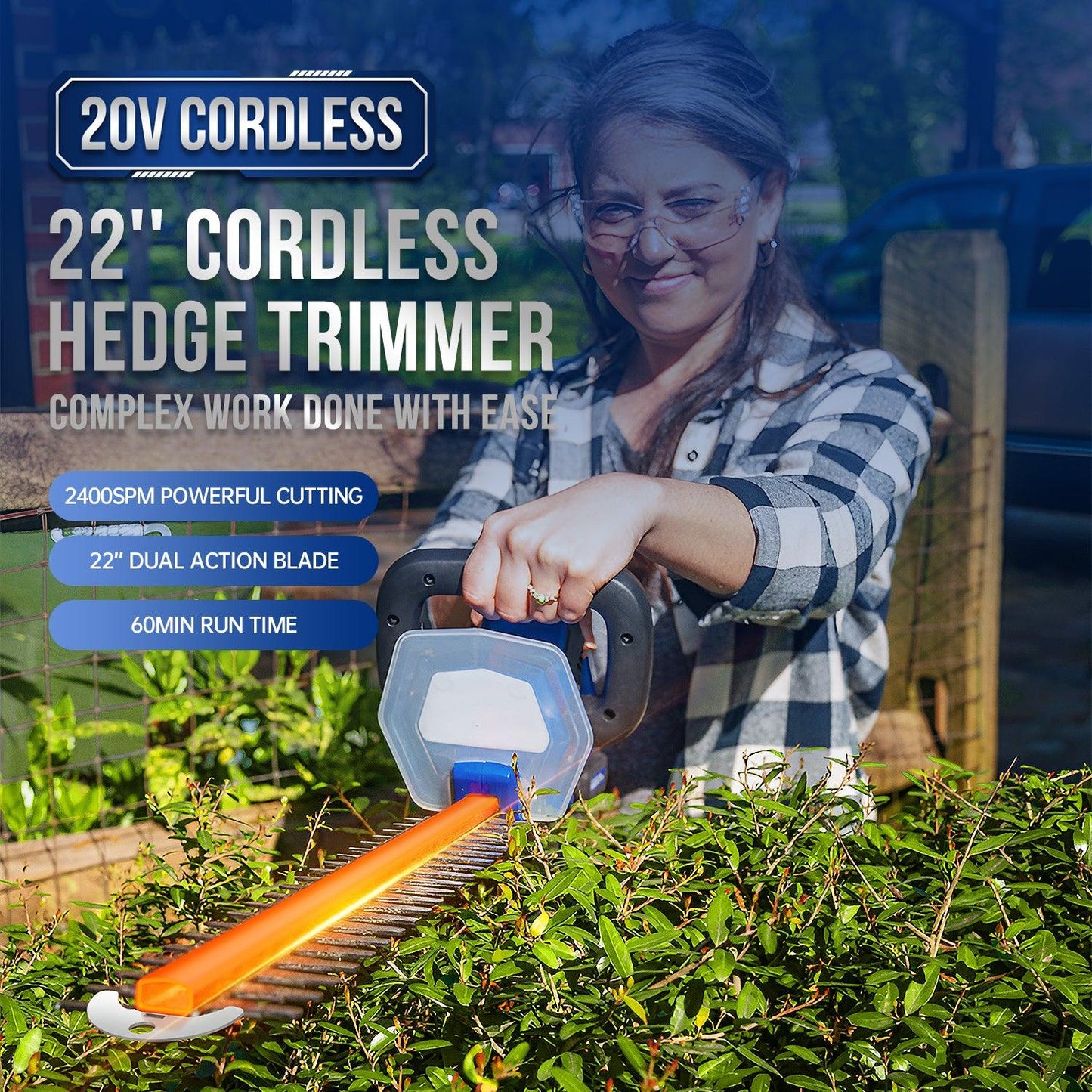 20V Adjustable Electric String Trimmer & Leaf Blower & 20v Hedge Trimmer Upgrated, 22" Cordless with Guard & Bumper Combo kit - WILD BADGER POWER