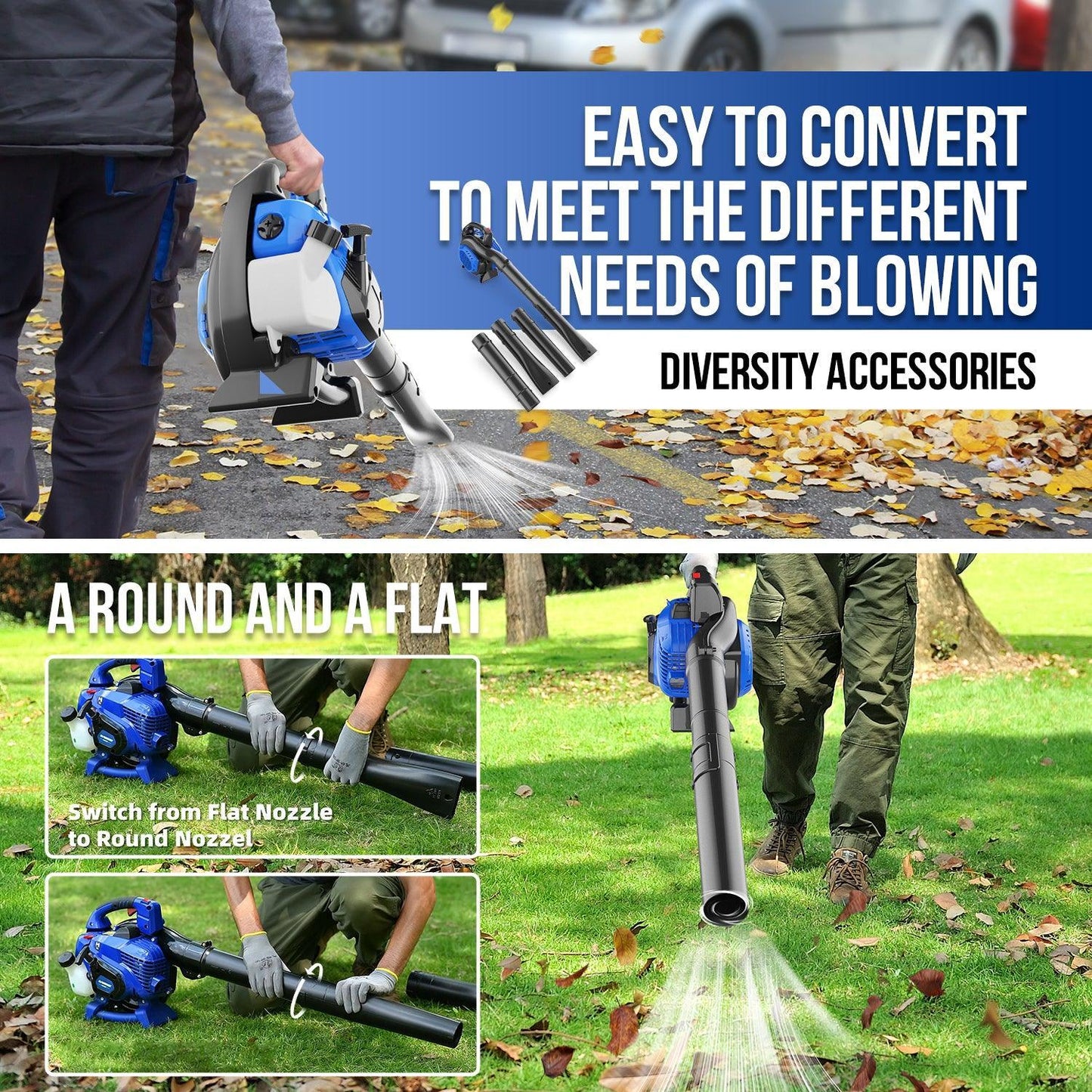 26cc Weed Wacker Gas Powered 4-in-1 String Trimmer & 26cc Leaf Blower l Strong Air Flow for Leaf Sand Gravel Snow Leaf Blower Combo Kit - WILD BADGER POWER