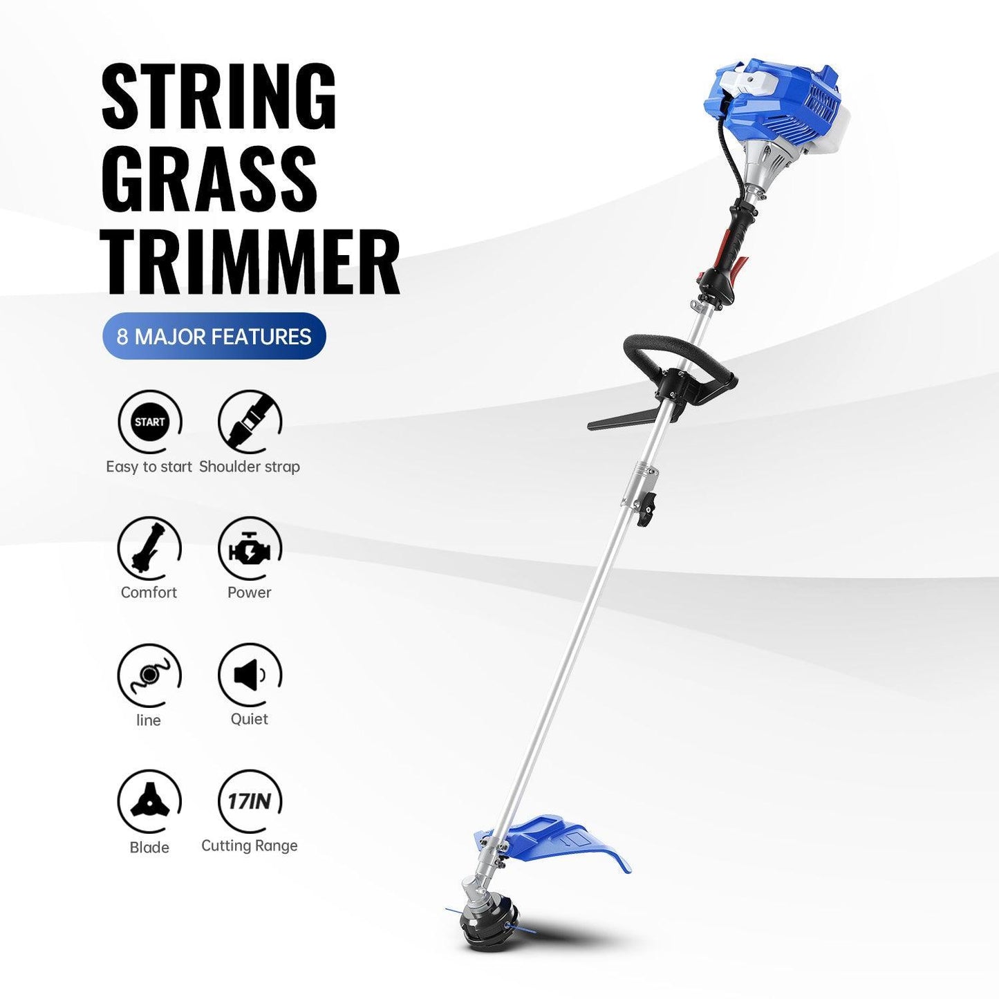 26cc 17 in Weed Wacker l String Trimmer 3-in-1 Multi Lawn Care Tools & 26cc Leaf Blower l Strong Air Flow for Leaf Sand Gravel Snow Leaf Blower Combo Kit - WILD BADGER POWER