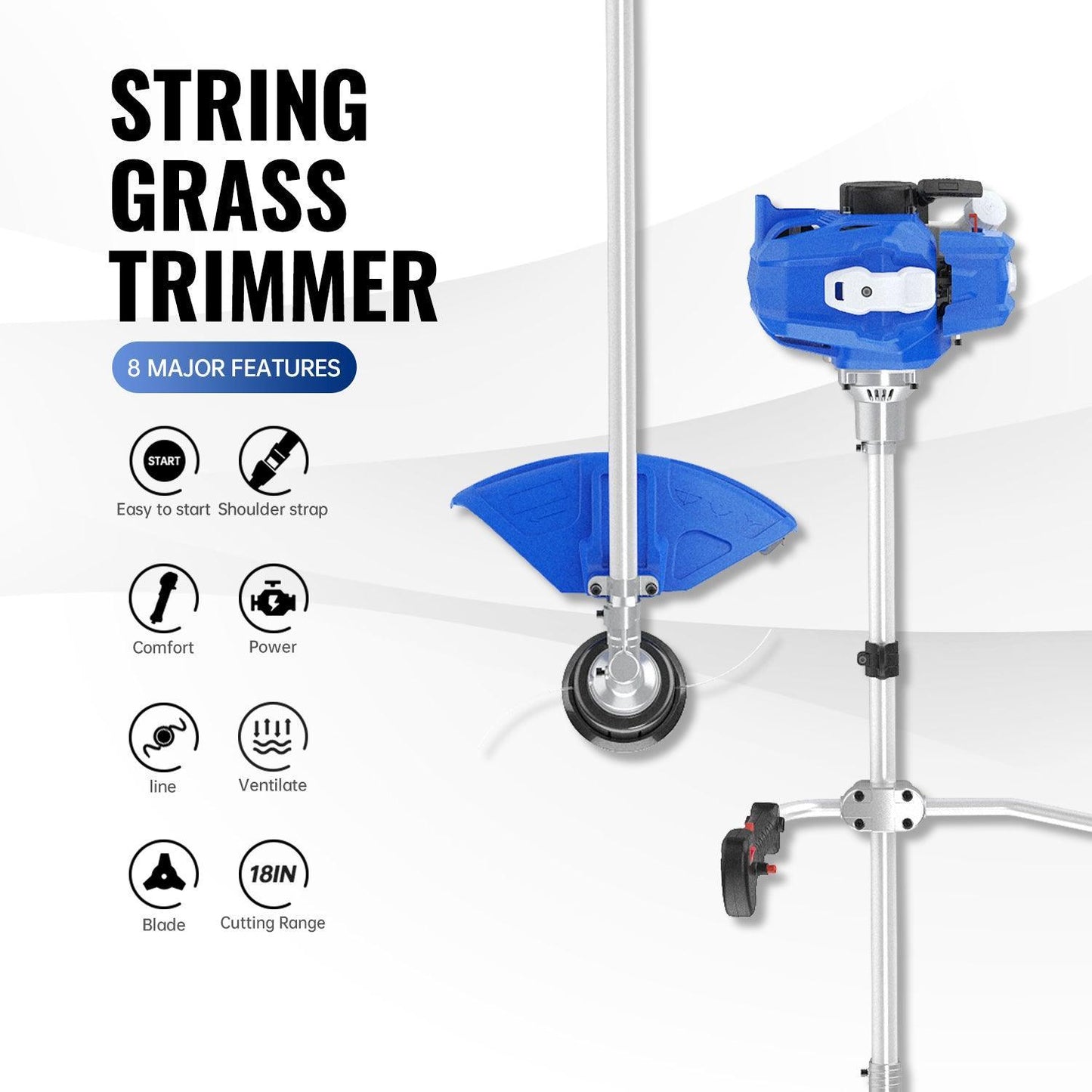 52cc Higher Fuel Efficiency Weed Wacker Gas Powered 3-in-1 String Trimmer & 53cc Leaf Blower Backpack Gas Powered Combo Kit - WILD BADGER POWER