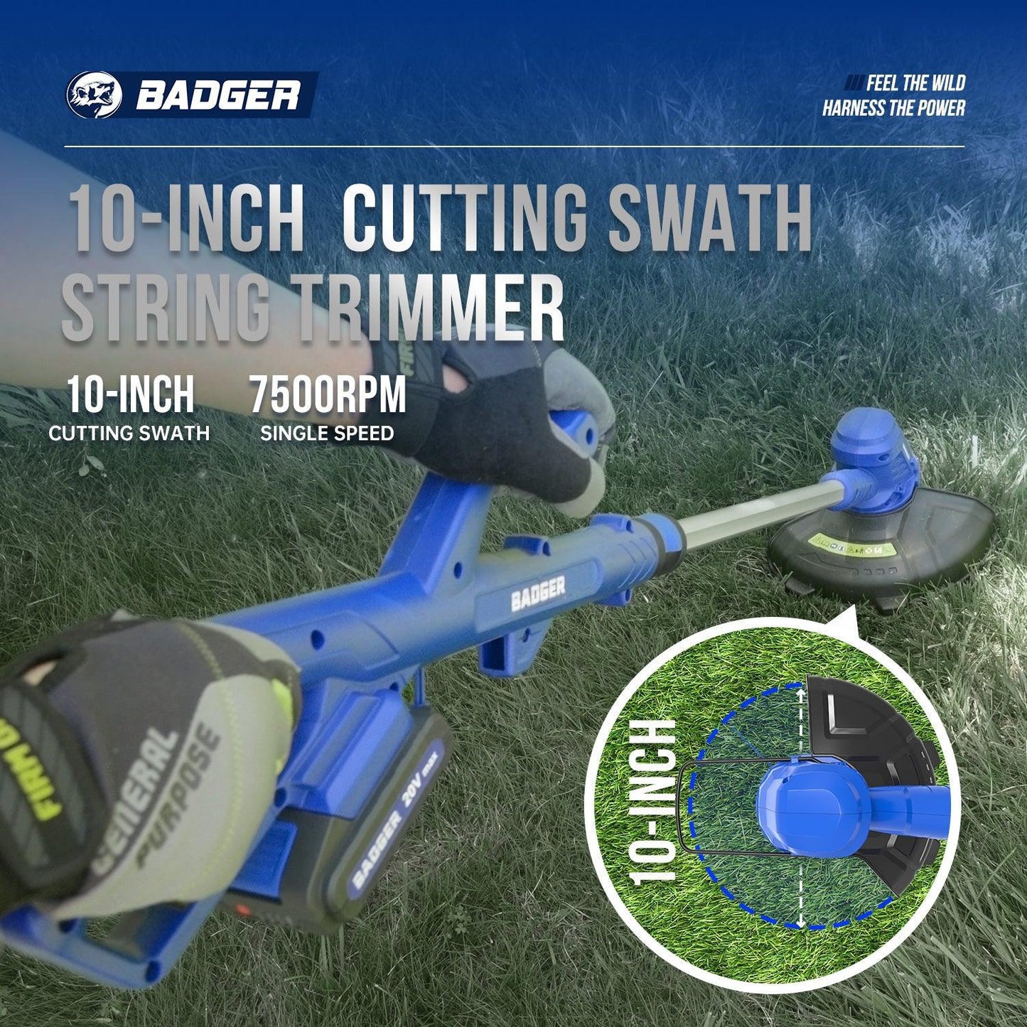 Wild Badger 20V Adjustable Electric String Trimmer & Leaf Blower Wheeled Edger Design - WILD BADGER POWER