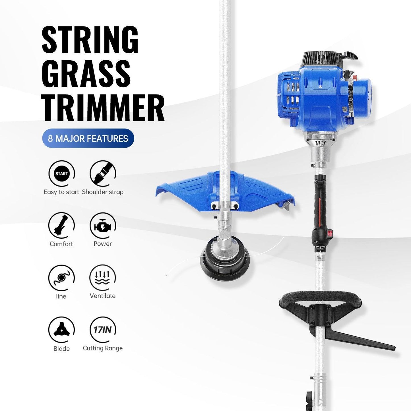 31cc 4-Cycle Gas Weed Wacker l String Trimmer 2-in-1 Yard Care System & 31cc Sidewalk Edger Lawn Tool Gas Powered & Portable Backpack 43cc Lightable Gas Powered Combo Kit - WILD BADGER POWER