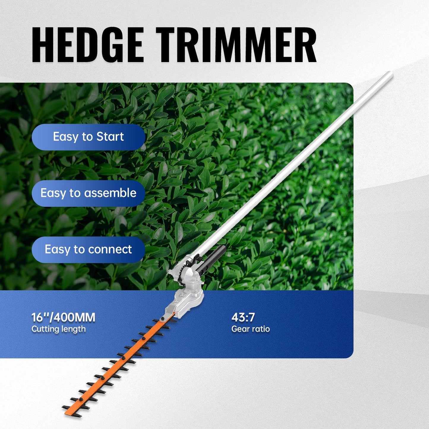 16" Hedge Trimmer Attachment | Heavy Duty Steel Material - WILD BADGER POWER