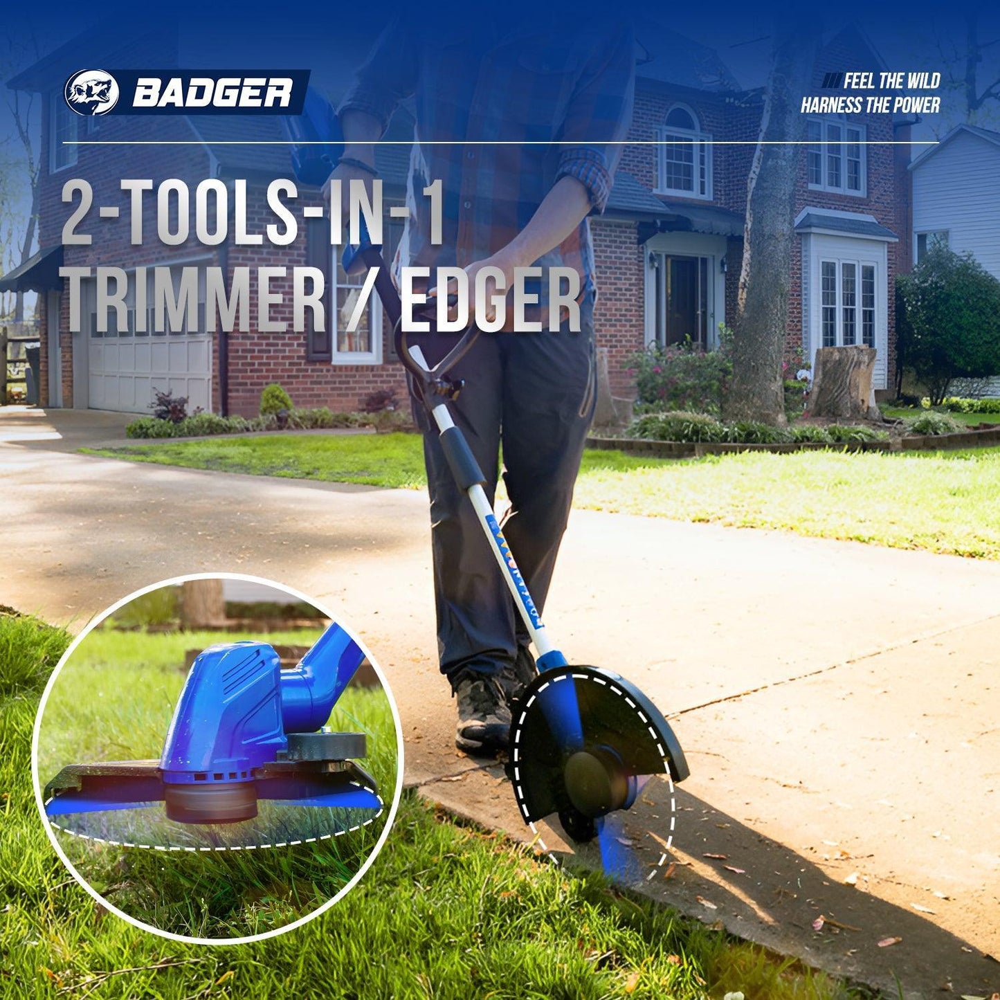 40V Electric Weed Eater & Leaf Blower & 40V 21 In Cordless Self Propelled Electric Lawn Mower Combo Kit - WILD BADGER POWER