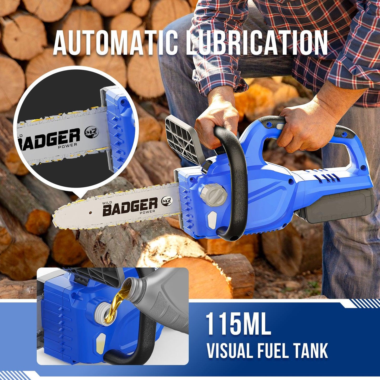 20V 12" Cordless Electric Brushless Chainsaw & 20V Cordless Pole Saw Combo Kit - WILD BADGER POWER