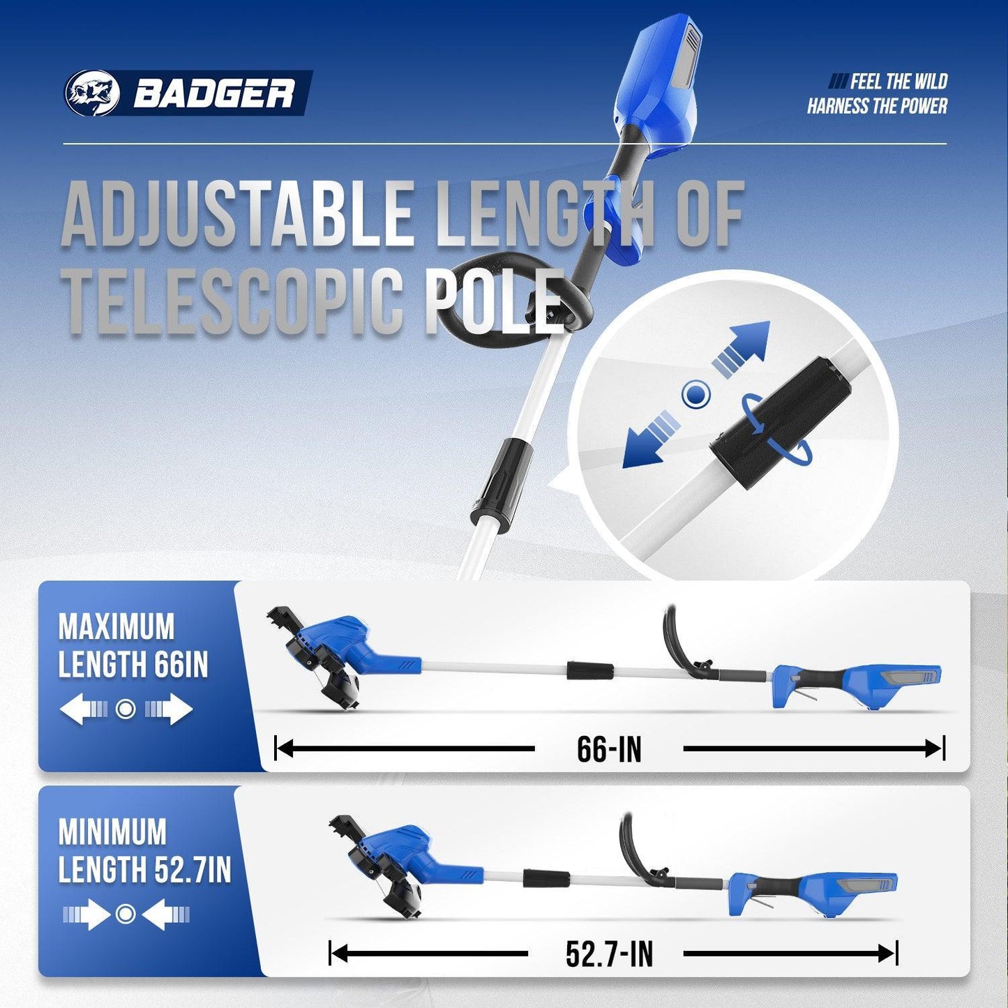 Wild Badger 40V 2-in-1 Electric String Trimmer Edger with Auto Feed & 6500RPM Motor - WILD BADGER POWER