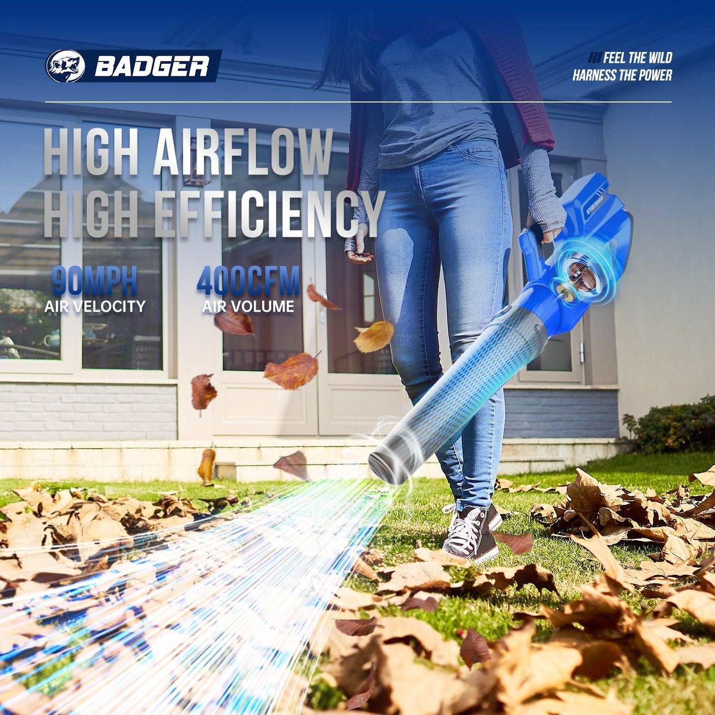40V Electric Weed Eater & Leaf Blower & 40V 21 In Cordless Self Propelled Electric Lawn Mower Combo Kit - WILD BADGER POWER