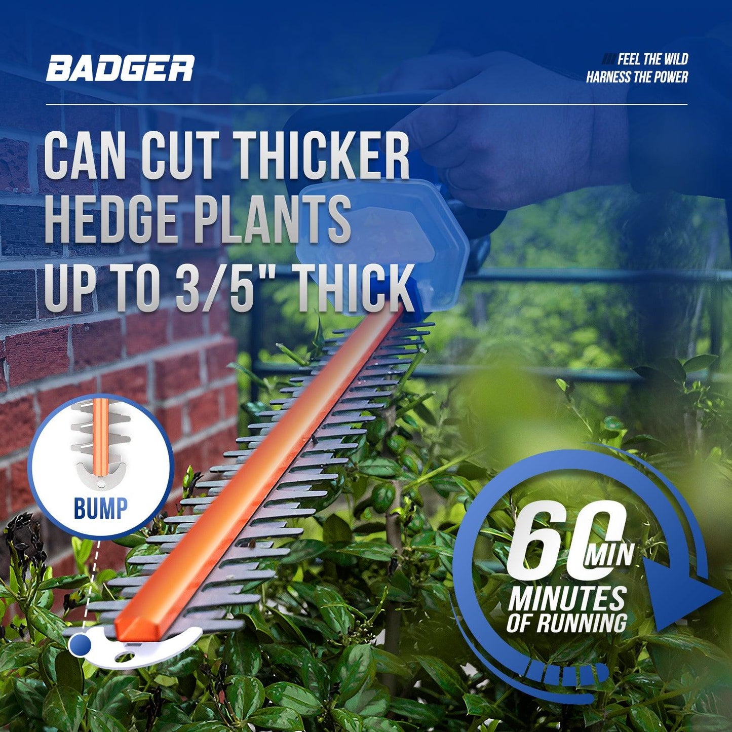 20V Adjustable Electric String Trimmer & Leaf Blower & 20v Hedge Trimmer Upgrated, 22" Cordless with Guard & Bumper Combo kit - WILD BADGER POWER