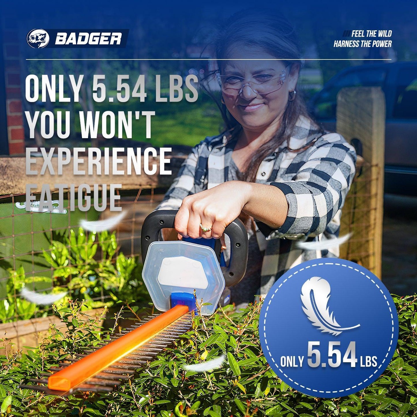 Wild Badger Power Cordless 20 Volt 22-inch Hedge Trimmer, TOOL ONLY - WILD BADGER POWER