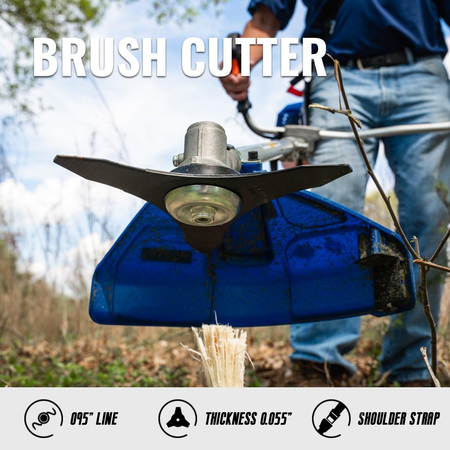 52cc Higher Fuel Efficiency Weed Wacker Gas Powered 3-in-1 String Trimmer & 43cc Lightable Gas Powered Air Flow Leaf Blower Combo Kit - WILD BADGER POWER