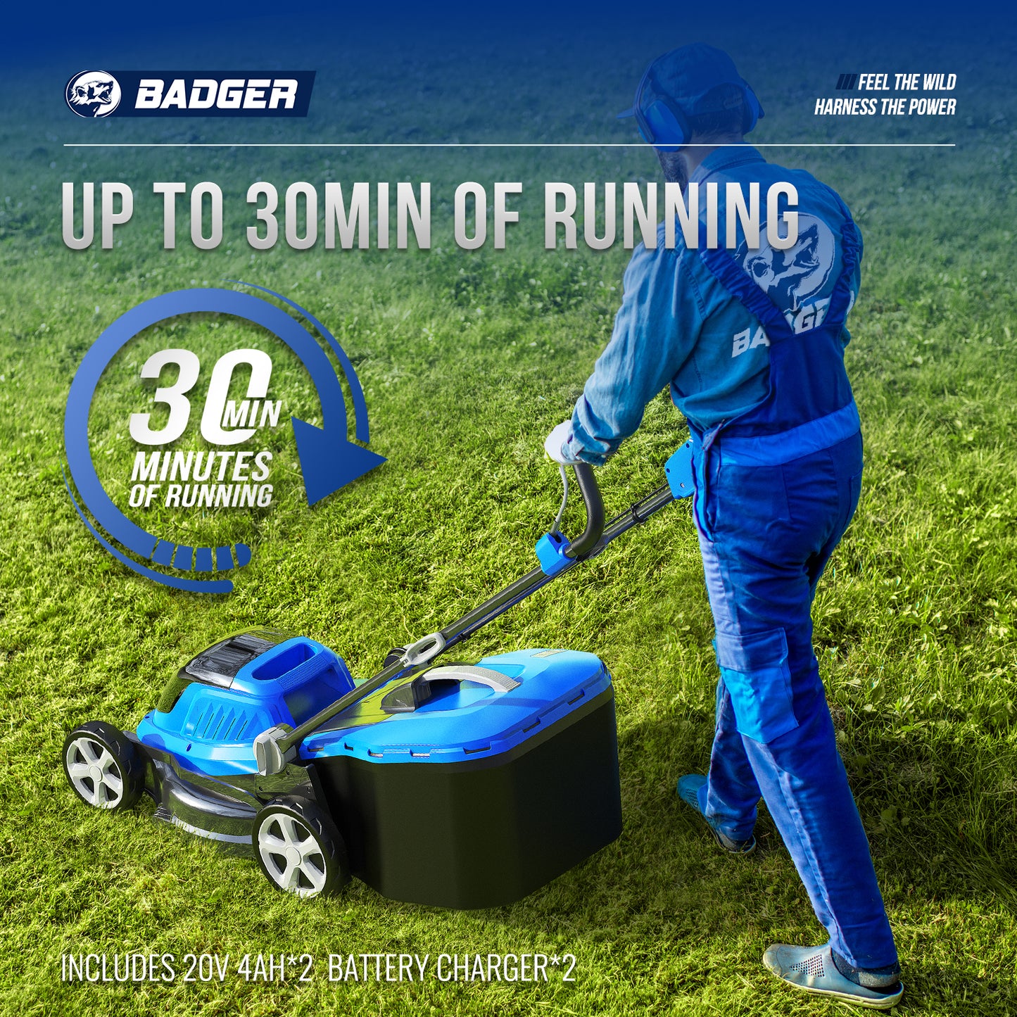 40V 2-in-1 Electric String Trimmer Edger & 40V 16 In Cordless Brushless Electric Lawn Mower Combo Kit - WILD BADGER POWER