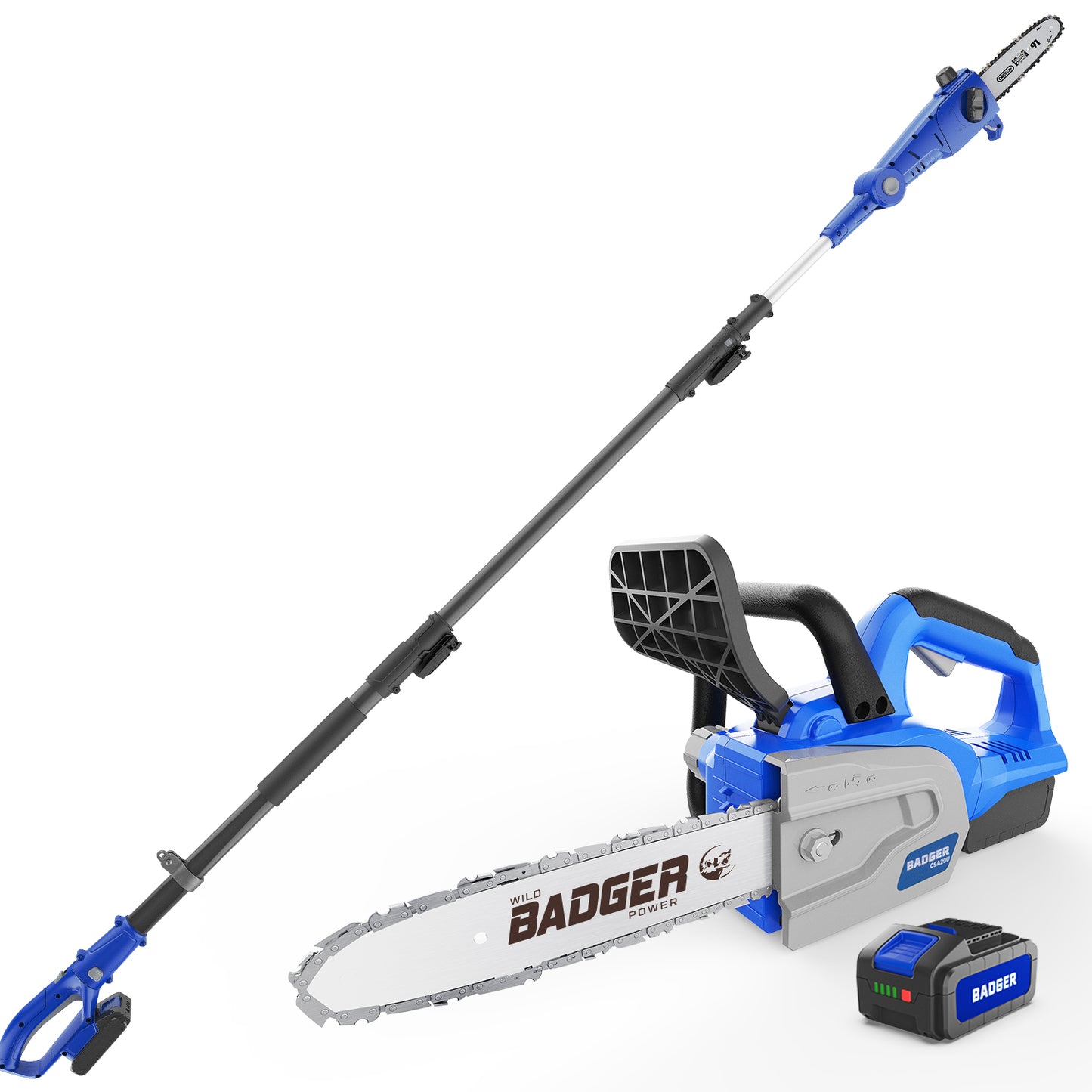 20V 12" Cordless Electric Brushless Chainsaw & 20V Cordless Pole Saw Combo Kit - WILD BADGER POWER