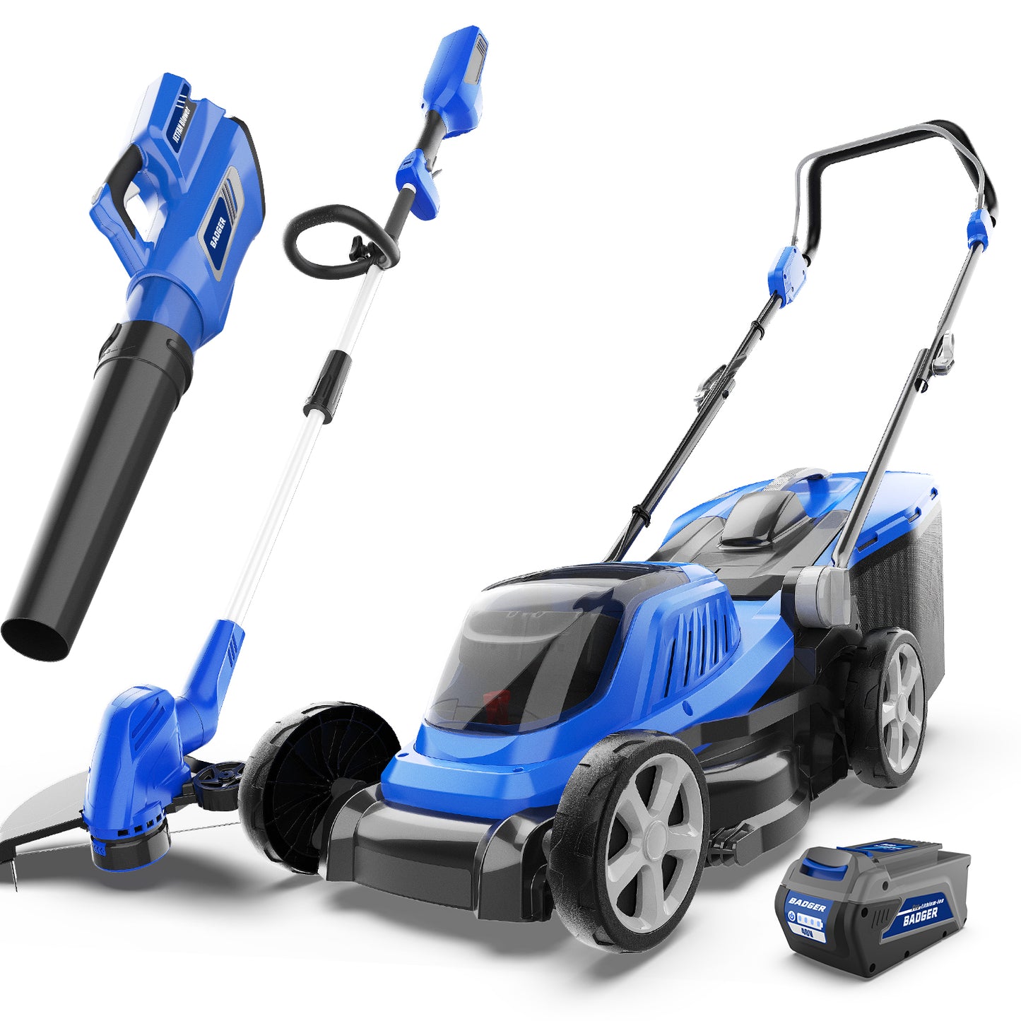 40V Electric Weed Eater & Leaf Blower & 40V 18 in Cordless Brushless Lawn Mower Combo Kit - WILD BADGER POWER