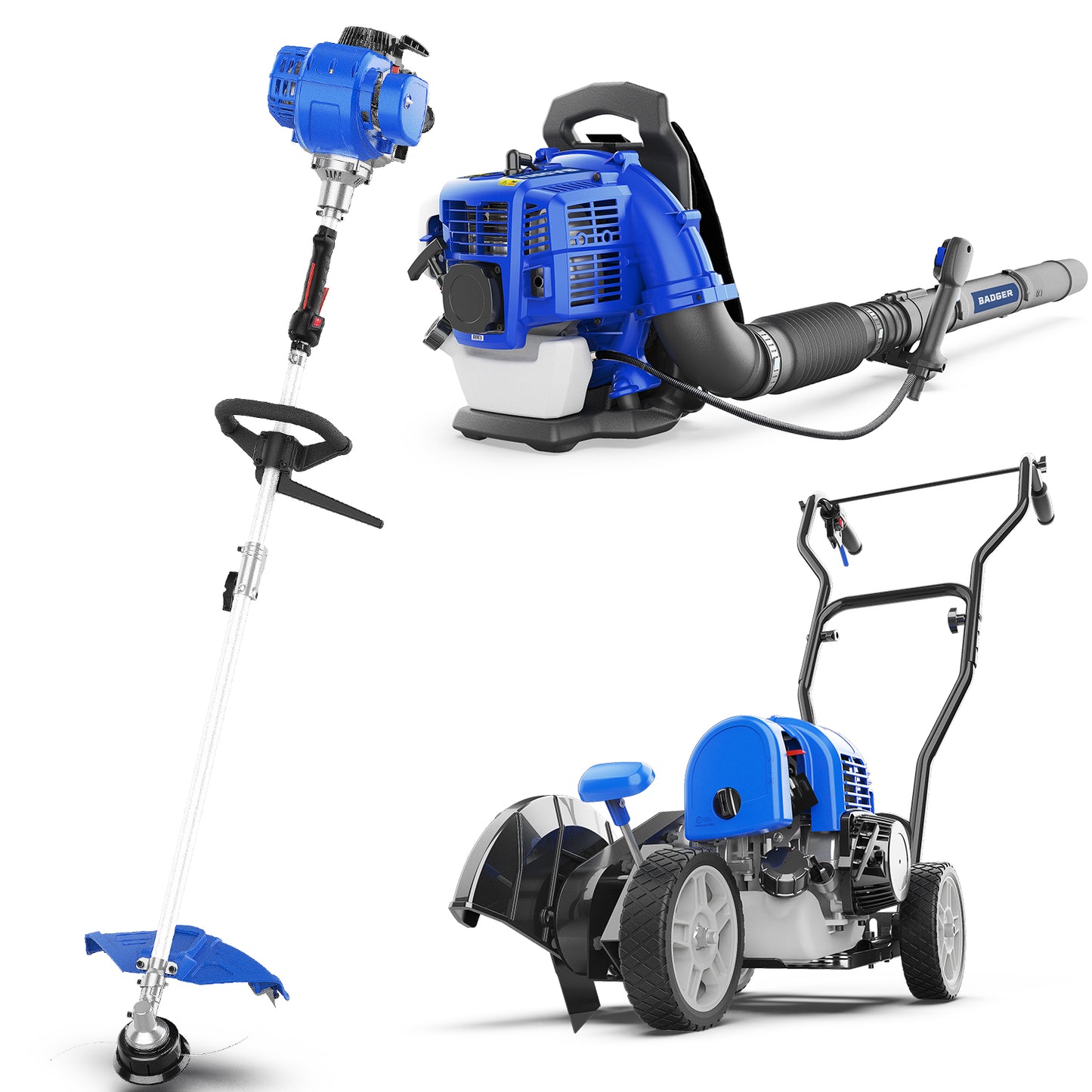 31cc 4-Cycle Gas Weed Wacker l String Trimmer 2-in-1 Yard Care System & 31cc Sidewalk Edger Lawn Tool Gas Powered & Portable Backpack 43cc Lightable Gas Powered Combo Kit - WILD BADGER POWER
