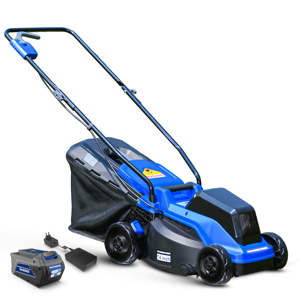 Wild Badger 40V 14In Cordless Brushless Electric Lawn Mower l 5 Height Adjustment