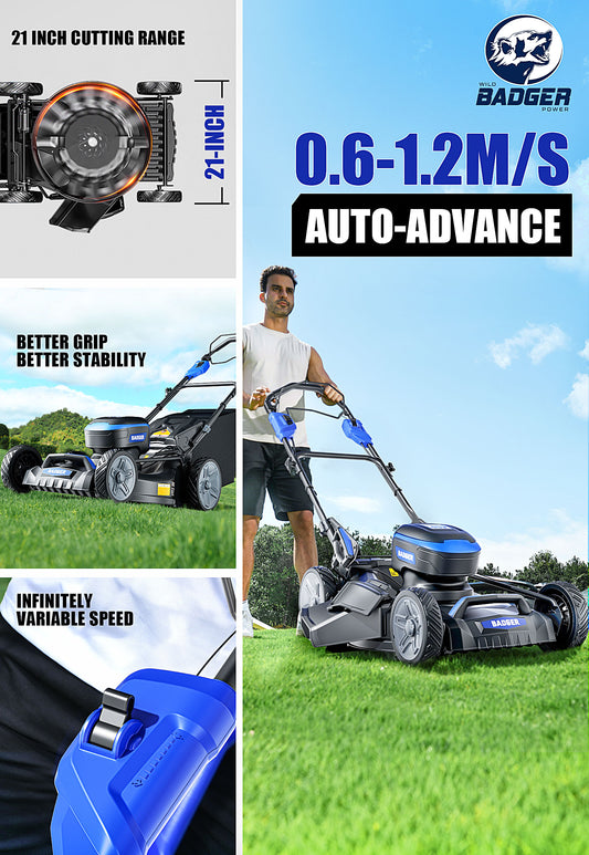 40V Self Propelled Lawn Mower 21" Cordless l 7 Height Adjustment Electric