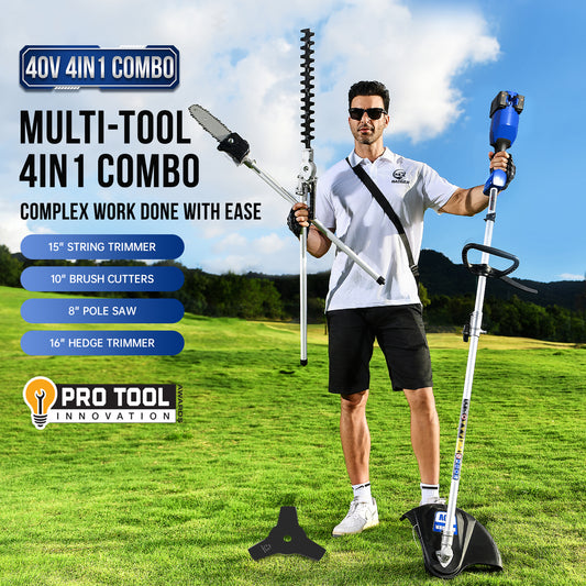 Wild Badger New 40V Electric Weed Wacker String Trimmer 4-in-1 Multi Yard Care Tools