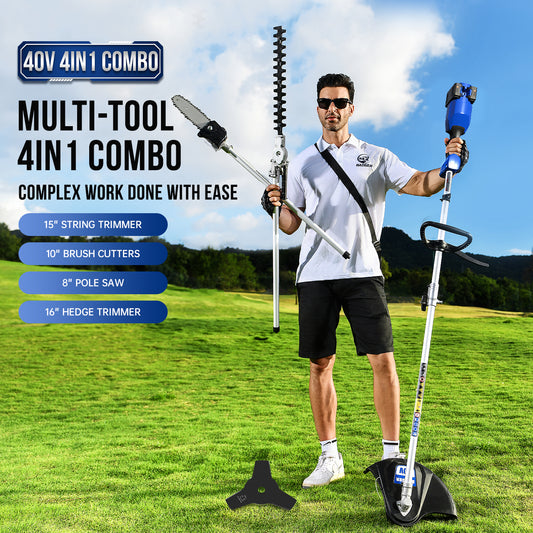 Wild Badger New 40V Electric Weed Wacker String Trimmer 4-in-1 Multi Yard Care Tools - WILD BADGER POWER