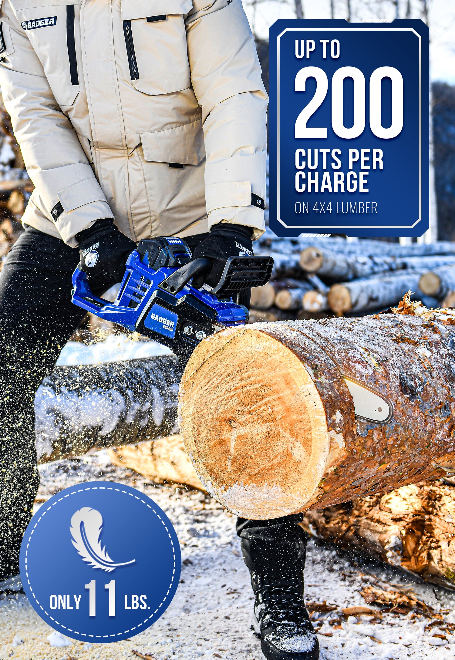 40v 16" Cordless Electric Brushless Chainsaw & 40V 8”-9.18” Portable Cordless Electric Pole Saw Combo Kit - WILD BADGER POWER