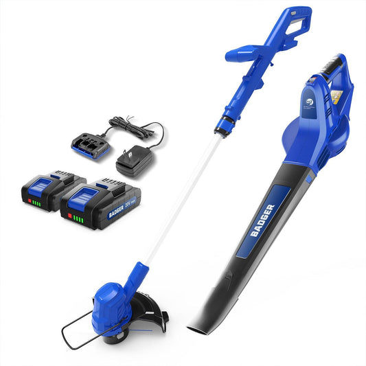 20V Adjustable Electric String Trimmer & Leaf Blower & 20v Hedge Trimmer Upgrated, 22" Cordless with Guard & Bumper Combo kit - WILD BADGER POWER