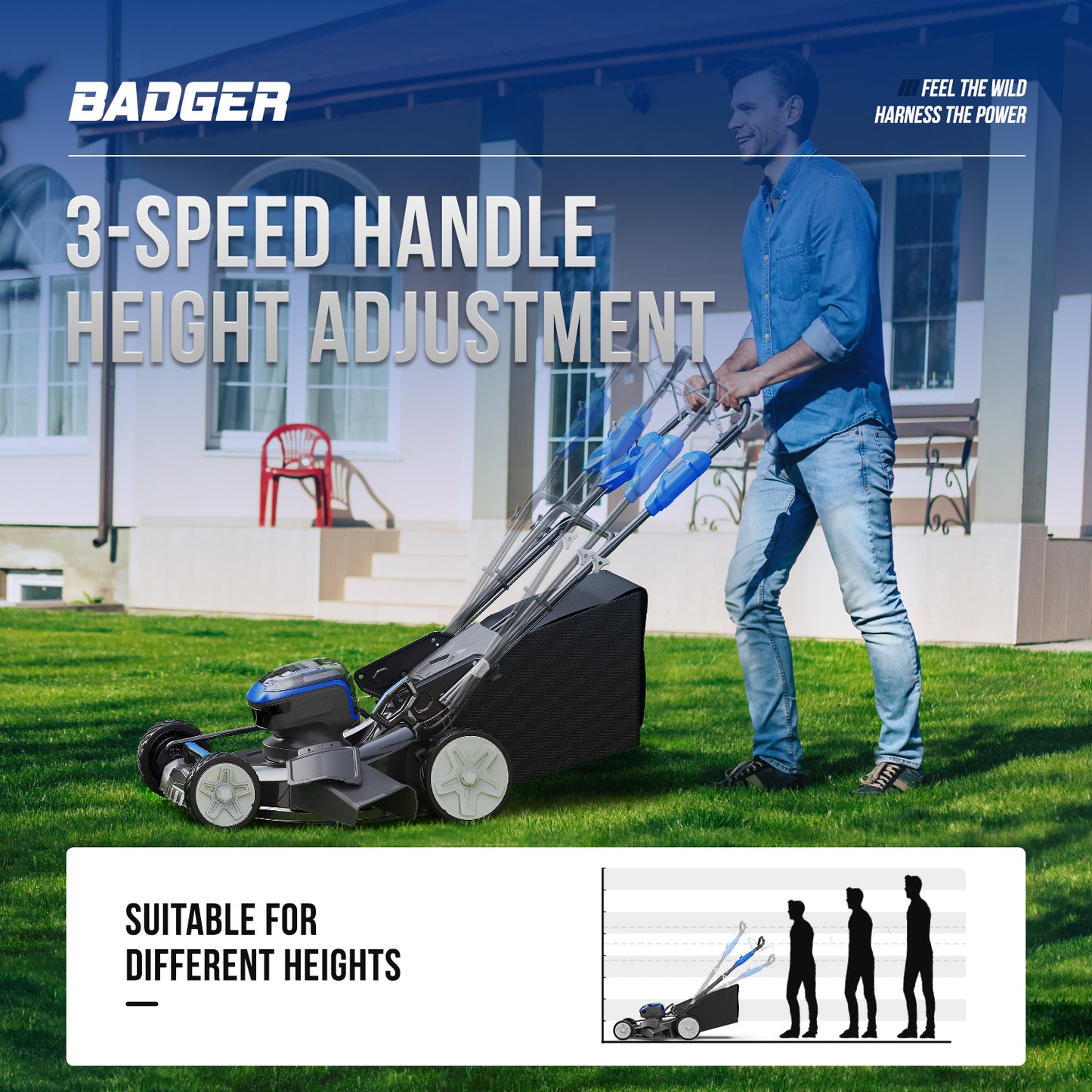 
                  
                    40V Self Propelled Lawn Mower 21" Cordless l 7 Height Adjustment Electric
                  
                