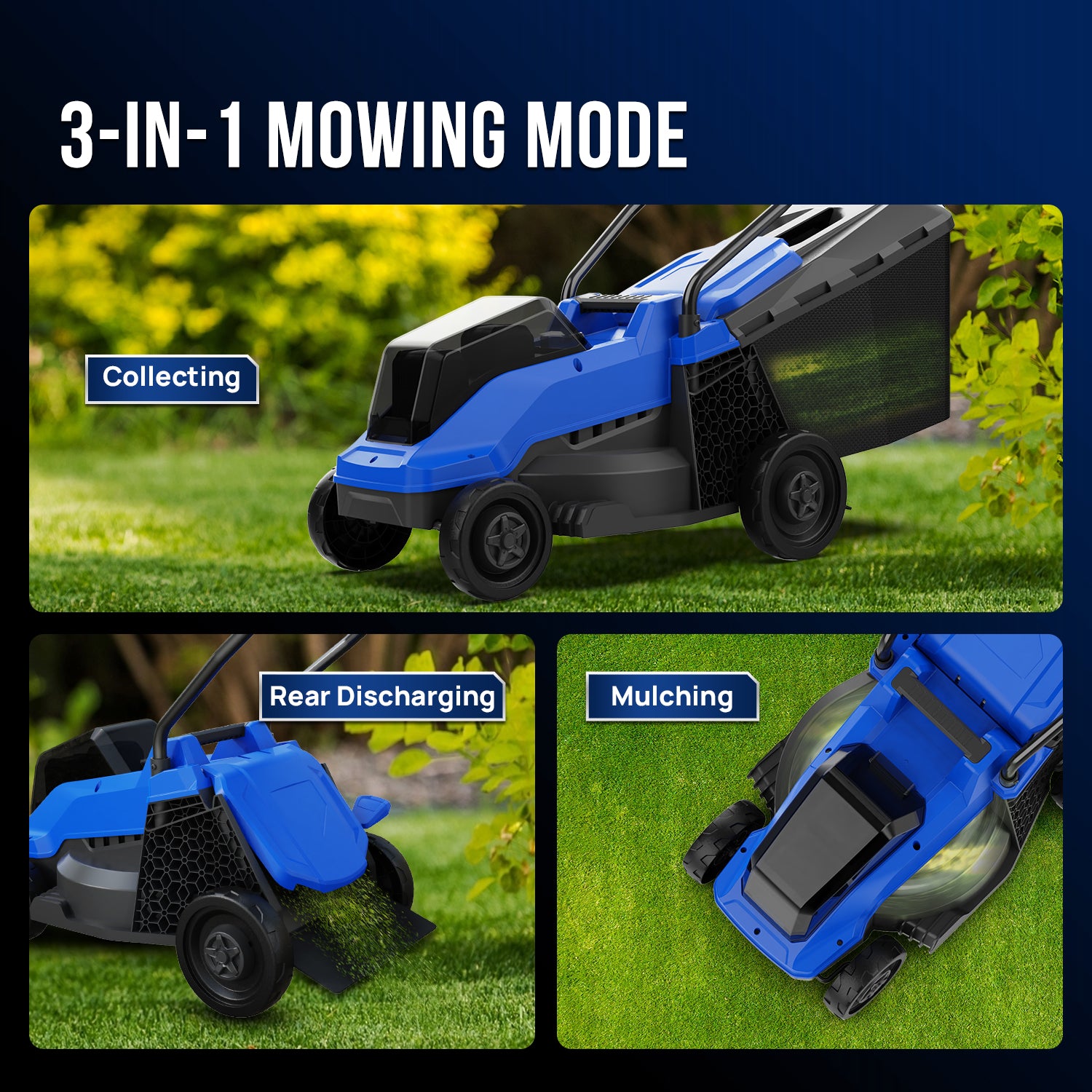 Wild Badger 40V 14In Cordless Brushless Electric Lawn Mower l 5 Height Adjustment - WILD BADGER POWER