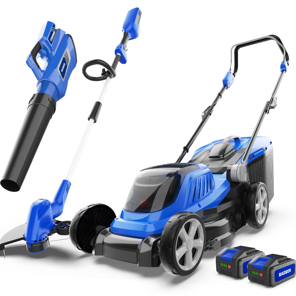 40V Electric Weed Eater & Leaf Blower & 40V 16 In Cordless Brushless Electric Lawn Mower Combo Kit